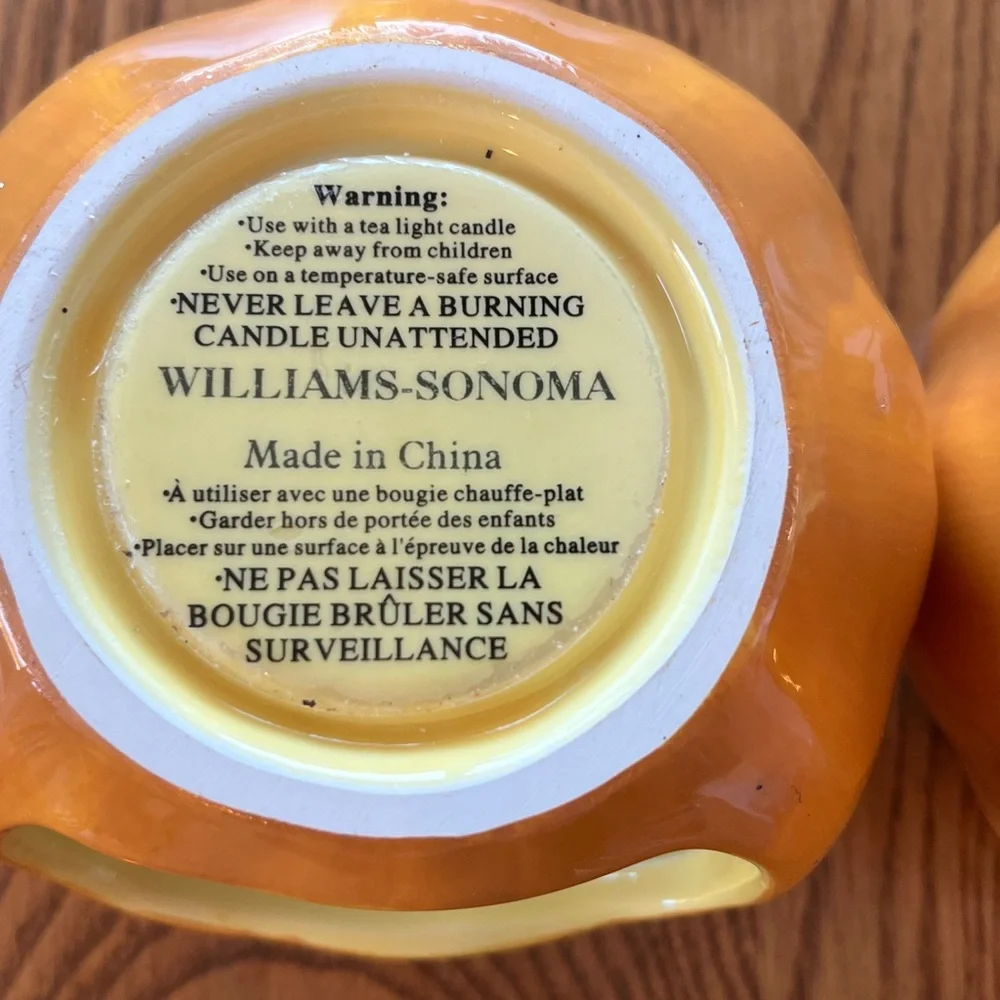 Williams Sonoma Jack O Lantern Candle Luminary Tealight Halloween 2 piece/pairy